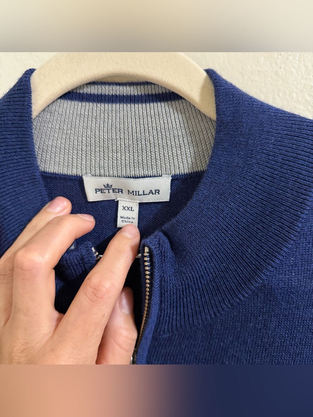 Peter Millar Merino Wool Silk Quarter Zip Sweater Blue Pullover Mens XXL NWOT - Picture 6 of 9